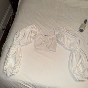 Zara White Puff Sleeve Blouse